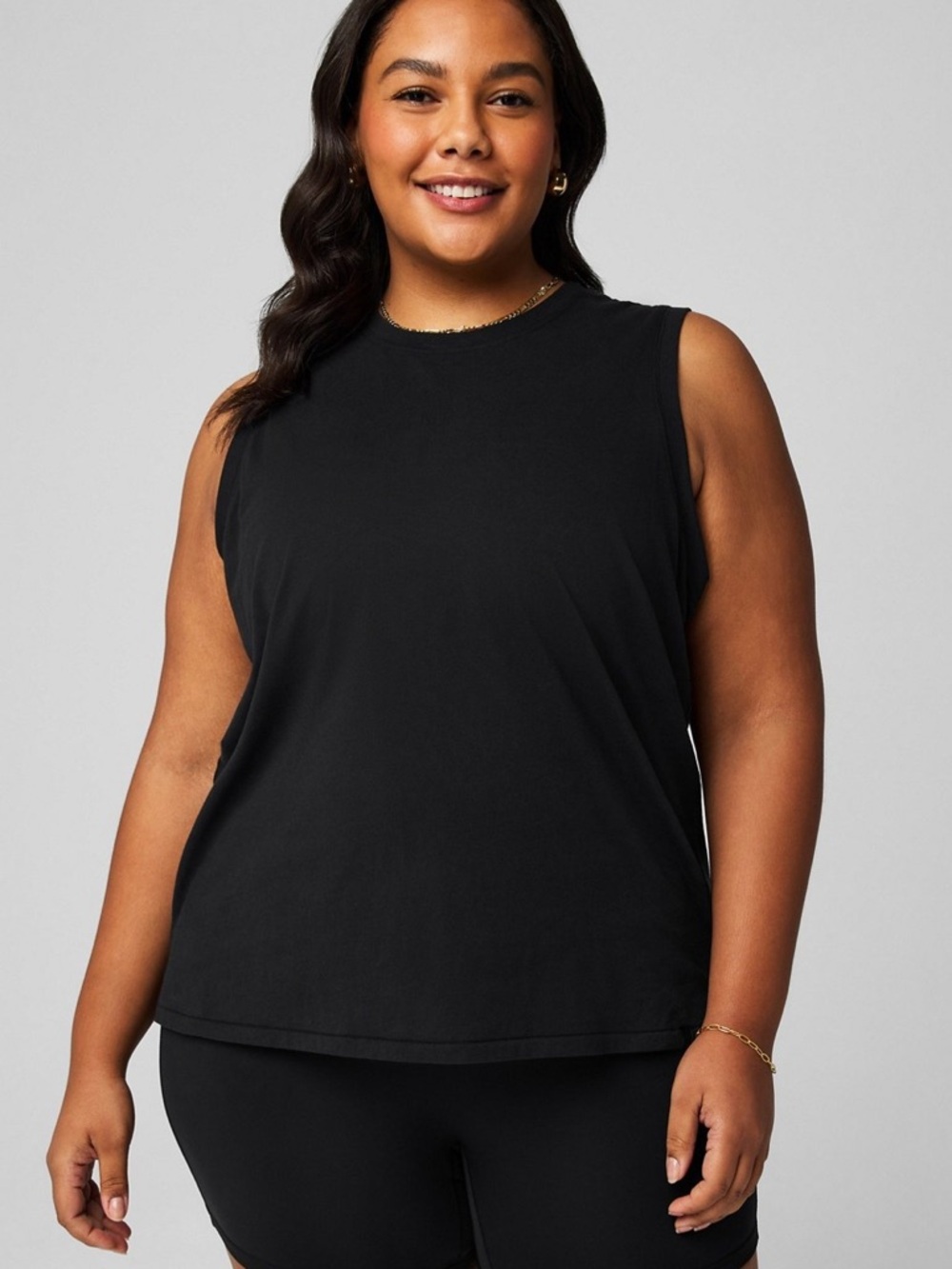 Fabletics Black Sleeveless Tank Top XXL Lightweight Athletic Gym Shirt